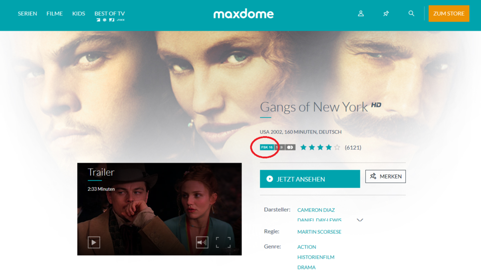 Screenshot Maxdome Startseite