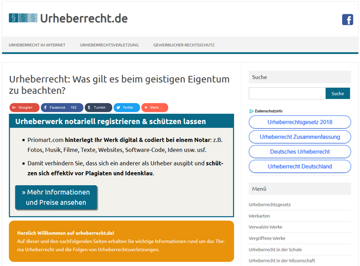 Screenshot urheberrecht.de