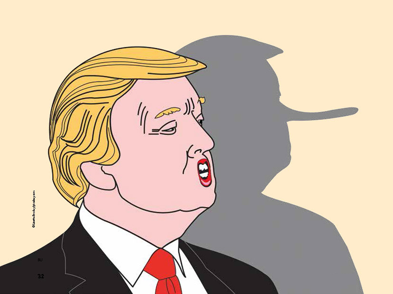US-Präsident Trump mit Pinocchio-Nase